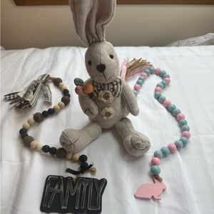 Charming Beige Bunny with Beaded Necklace